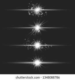 Set of Vector Glowing Neon Light Effects. Light effect, flare, star and spark Isolated.
