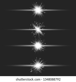 Set of Vector Glowing Neon Light Effects. Light effect, flare, star and spark Isolated.