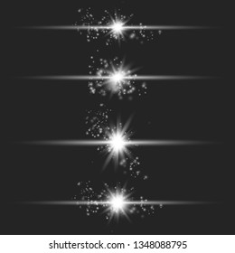 Set of Vector Glowing Neon Light Effects. Light effect, flare, star and spark Isolated.