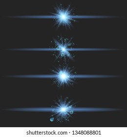 Set of Vector Glowing Neon Light Effects. Light effect, flare, star and spark Isolated.