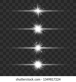 Set of Vector Glowing Neon Light Effects. Light effect, flare, star and spark Isolated.