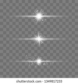 Set of Vector Glowing Neon Light Effects. Light effect, flare, star and spark Isolated.