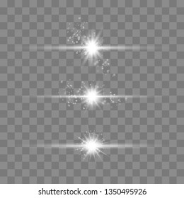 Set of Vector Glowing Neon Light Effects. Light effect, flare, star and spark Isolated.