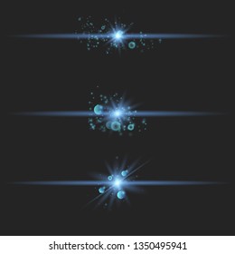 Set of Vector Glowing Neon Light Effects. Light effect, flare, star and spark Isolated.