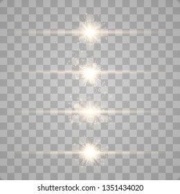 Set of Vector Glowing Neon Light Effects. Light effect, flare, star and spark Isolated.
