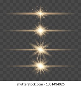 Set of Vector Glowing Neon Light Effects. Light effect, flare, star and spark Isolated.