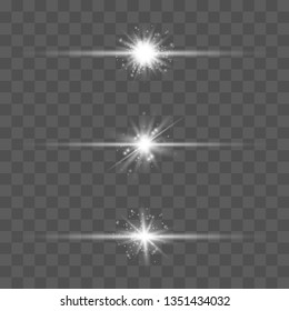 Set of Vector Glowing Neon Light Effects. Light effect, flare, star and spark Isolated.