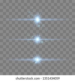 Set of Vector Glowing Neon Light Effects. Light effect, flare, star and spark Isolated.