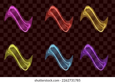 Set of Vector glowing special light effect lines with sparkles