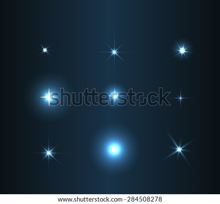 Set of Vector Glowing Star.. Vector Illustration 