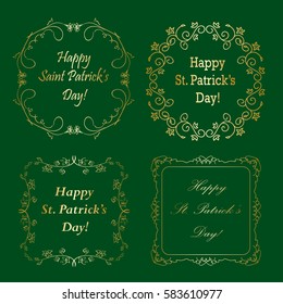 set of vector gold frames for saint patrick's day