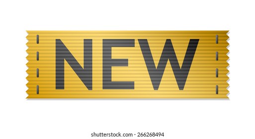 set of vector gold new signs on piece of textile