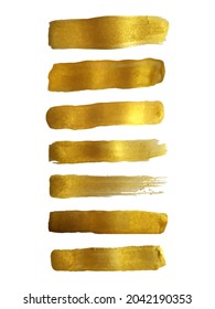 Set of vector gold paint smear stain. Abstract gold glittering textured art illustration.