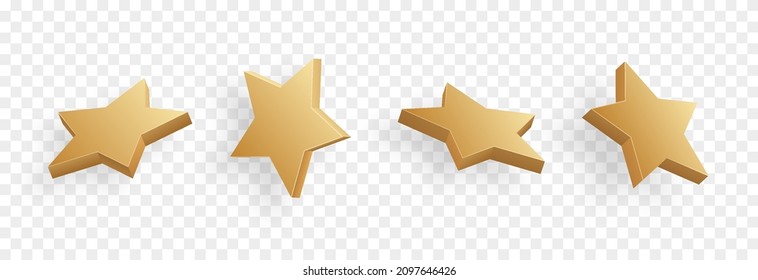 Set of vector gold stars from different angles png. Gold stars png, 3d star, vip.