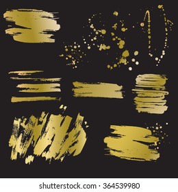 Set of vector golden blots and splashes. Foil.