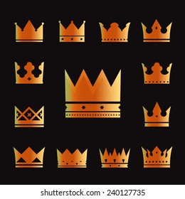 set of vector golden crowns