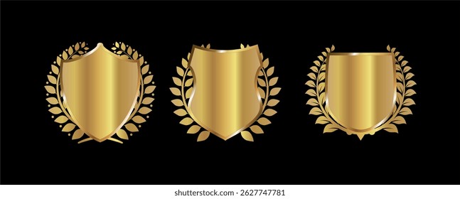 conjunto de emblema dourado do vetor na cor preta