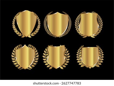 set of vector golden emblem on black colour