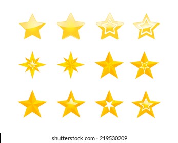 Set of vector golden stars