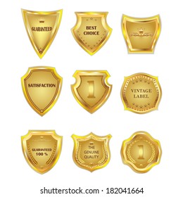 Set of vector golden vintage design elements on white background.