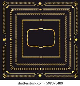 Conjunto de marco vectorial vectorial vintage, borde.