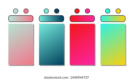 Set of vector gradient background. Cover set design with  green, pink, red, blue, yellow color. Beautiful abstract gradient for covers, wallpapers, branding, business cards. Vector illustration