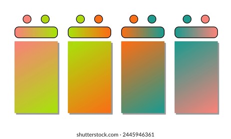 Set of vector gradient background. Cover set design with  pink, green, orange, blue color. Beautiful abstract gradient for covers, wallpapers, branding, business cards. Vector illustration