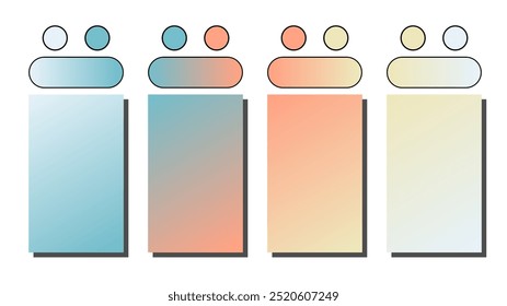 Set of vector gradient background. Cover set design with baby blue, aquamarine, salmon, freesia color. Beautiful abstract gradient for covers, wallpapers, branding, business cards. Vector illustration