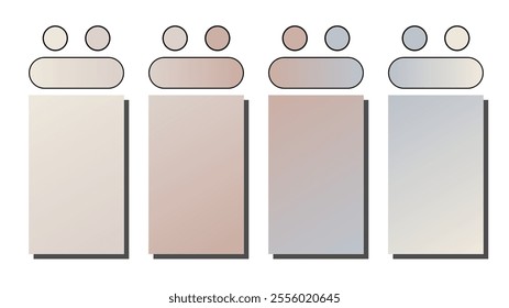 Set of vector gradient background. Cover set design with Ivory, Sand Dollar, Dusty Rose, Gray color. Beautiful abstract gradient for covers, wallpapers, branding, business cards. Vector illustration