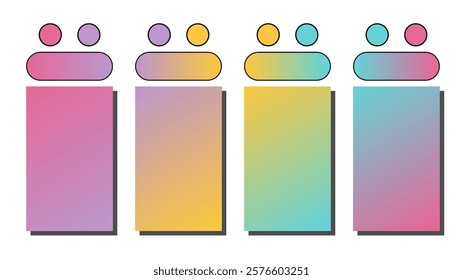 Set of vector gradient background. Cover set design with Hot Pink, Lilac, Gold, Cyan color. Beautiful abstract gradient for covers, wallpapers, branding, business cards. Vector illustration