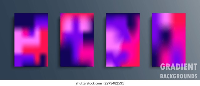Set of vector gradient backgrounds in bright colors. For brochures, booklets, banners, posters, magazines, branding, social media and other projects. For web and print.