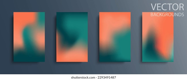 Set of vector gradient backgrounds in bright colors. For brochures, booklets, banners, posters, magazines, branding, social media and other projects. For web and print.