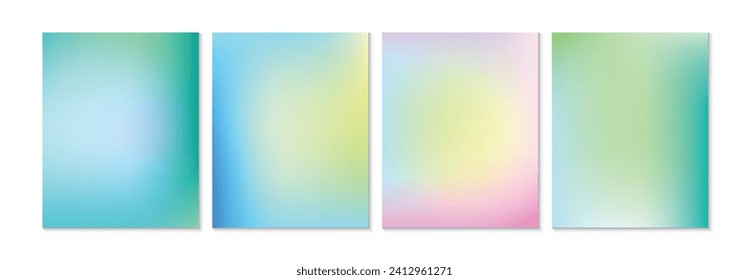 Set of vector gradient backgrounds in delicate pastel colors. For social media