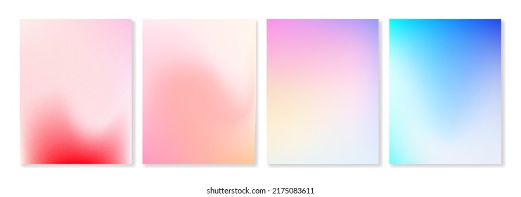 Set of vector gradient backgrounds with grainy texture. For covers, wallpapers, branding, business cards, social media and other projects. You can use the grainy texture for any of the backgrounds.