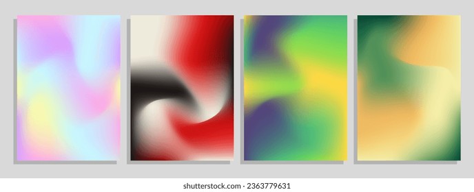 Set of vector gradient backgrounds with grainy texture. For covers, wallpapers, branding, business cards, social media and other projects. You can use the grainy texture for any of the backgrounds.