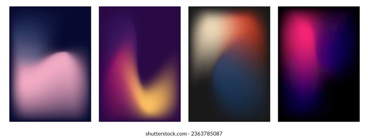 Set of vector gradient backgrounds with grainy texture. For covers, wallpapers, branding, business cards, social media and other projects. You can use the grainy texture for any of the backgrounds.