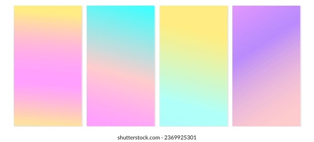 Set of vector gradient backgrounds in soft pastel colors. gradient for web,booklets, banners, branding, social media.