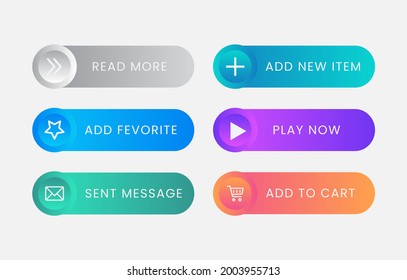 Set of Vector Gradient call to action button collection. Different gradient colorful button set with shadow. Web icons. Vector illustration.