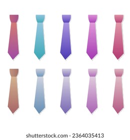 Set of Vector gradient Ties and Bow Ties
Tie Icon in trendy colorfull style isolated on white background. Necktie symbol for your web site design, logo, app, UI. Vector illustration, EPS10.