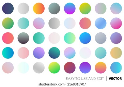 Set of vector gradients, modern combinations of colors and shades. Color gradient palette in the form of circles