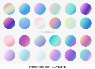 Set of vector gradients, modern combinations of colors and shades. Color gradient palette in the form of circles.