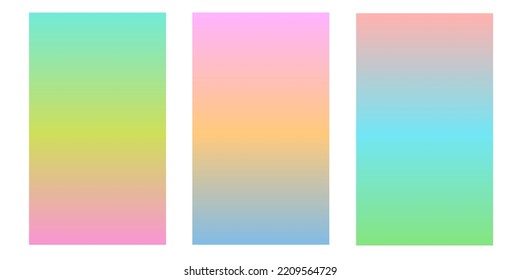 Set of vector gradients in pastel colors. For covers, wallpapers, branding and other projects. You can use a grainy texture for any of the gradients