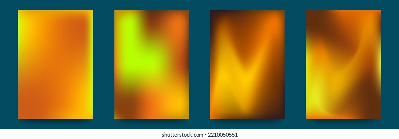 Conjunto de gradientes vectoriales en colores vibrantes. Para cubiertas, fondos de pantalla, marca y otros proyectos. Paleta festiva, fondo naranja. Ilustración del vector