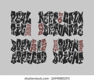 Conjunto de letras de graffiti de Vector con efecto artesanal grunge