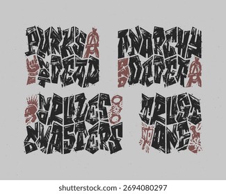 Conjunto de letras de graffiti de Vector con efecto artesanal grunge