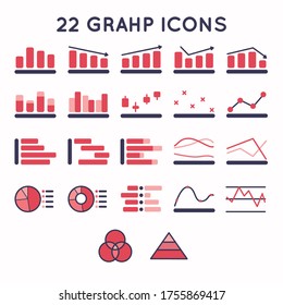 Set of vector graph icons related business and financial. Graphic icons.