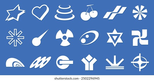 Set of vector graphic asset for streetwear design, Retro futuristic element in Y2K for apparel, clothing and poster design