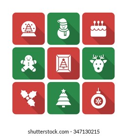 A set of vector graphic for christmas, winter vacation, holiday, gift, sports. doll, snow, man, frame, toy, deer, leaf, cake, tree, star, ball, decoration,