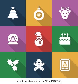 A set of vector graphic for christmas, winter vacation, holiday, gift, sports. doll, snow, man, frame, toy, deer, leaf, cake, tree, star, ball, decoration,