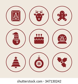 A set of vector graphic for christmas, winter vacation, holiday, gift, sports. doll, snow, man, frame, toy, deer, leaf, cake, tree, star, ball, decoration,